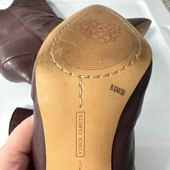 VINCE CAMUTO Andrissa ruched Red leather woman dress 3" Stiletto dress boot 8.5 - Picture 12 of 16